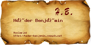 Héder Benjámin névjegykártya