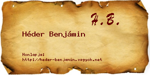 Héder Benjámin névjegykártya